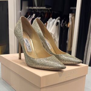 Jimmy Choo Sparkling Silver Heels